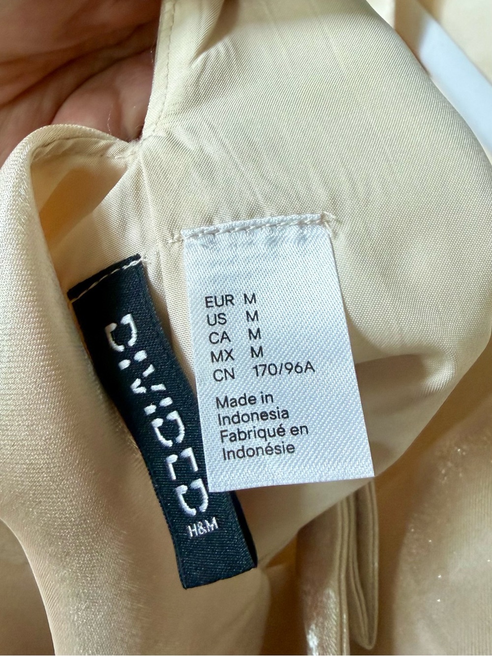 H&M Cream Satin V-Neck Dress with Bow Accent - Picture 3 of 3